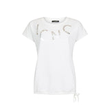 T-shirt lettrage métallique et pierres