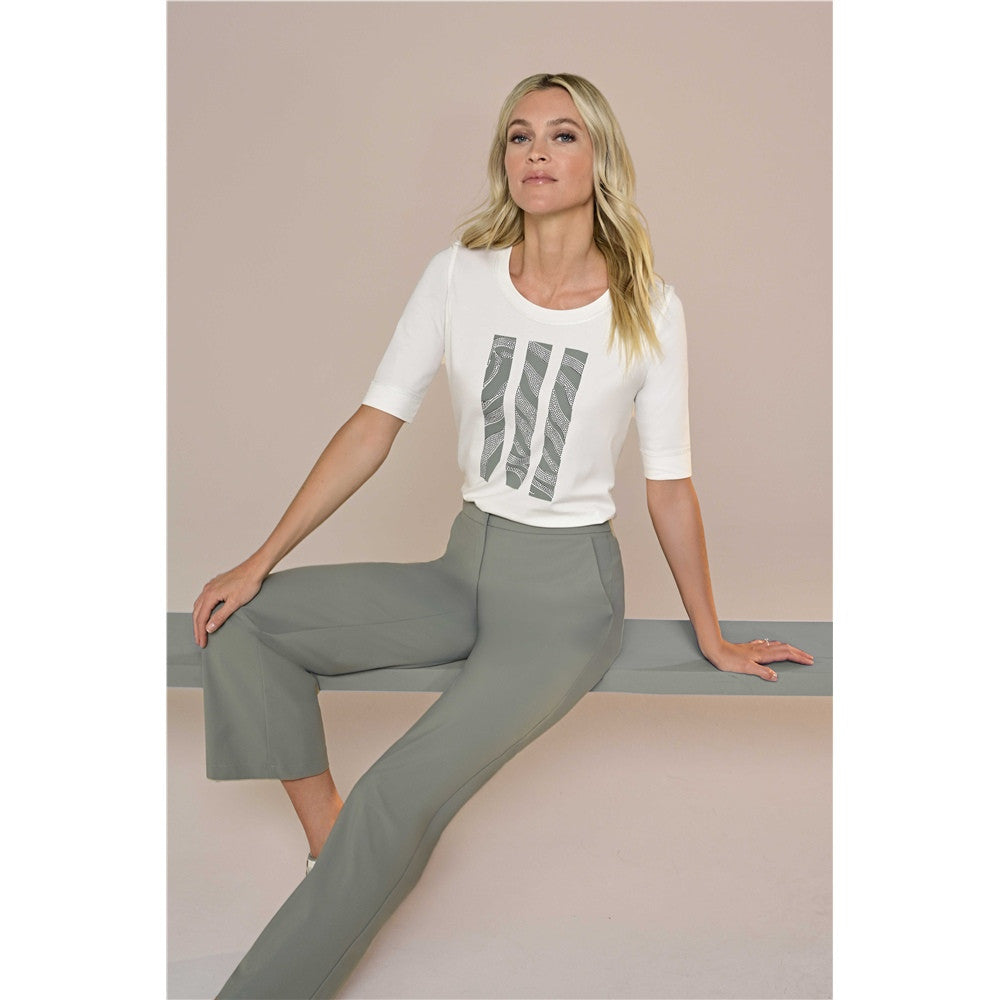 T-shirt motif graphique en avant - Taille : 42 - Couleur : Crème