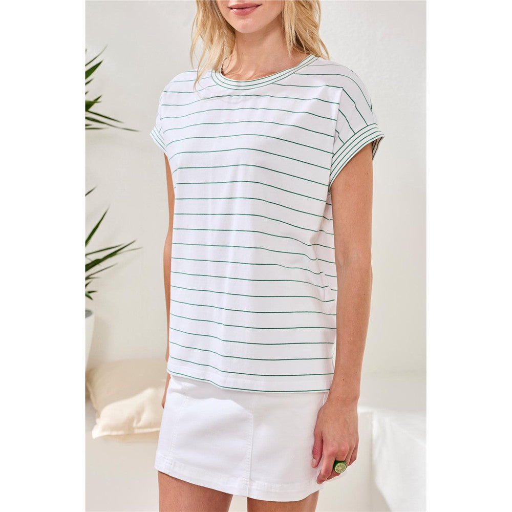 T-shirt rayé à col rond