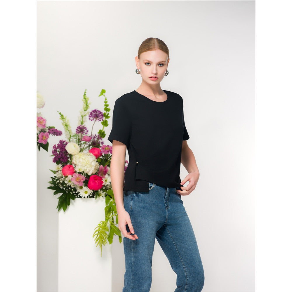 T-shirt structuré à détail asymétrique