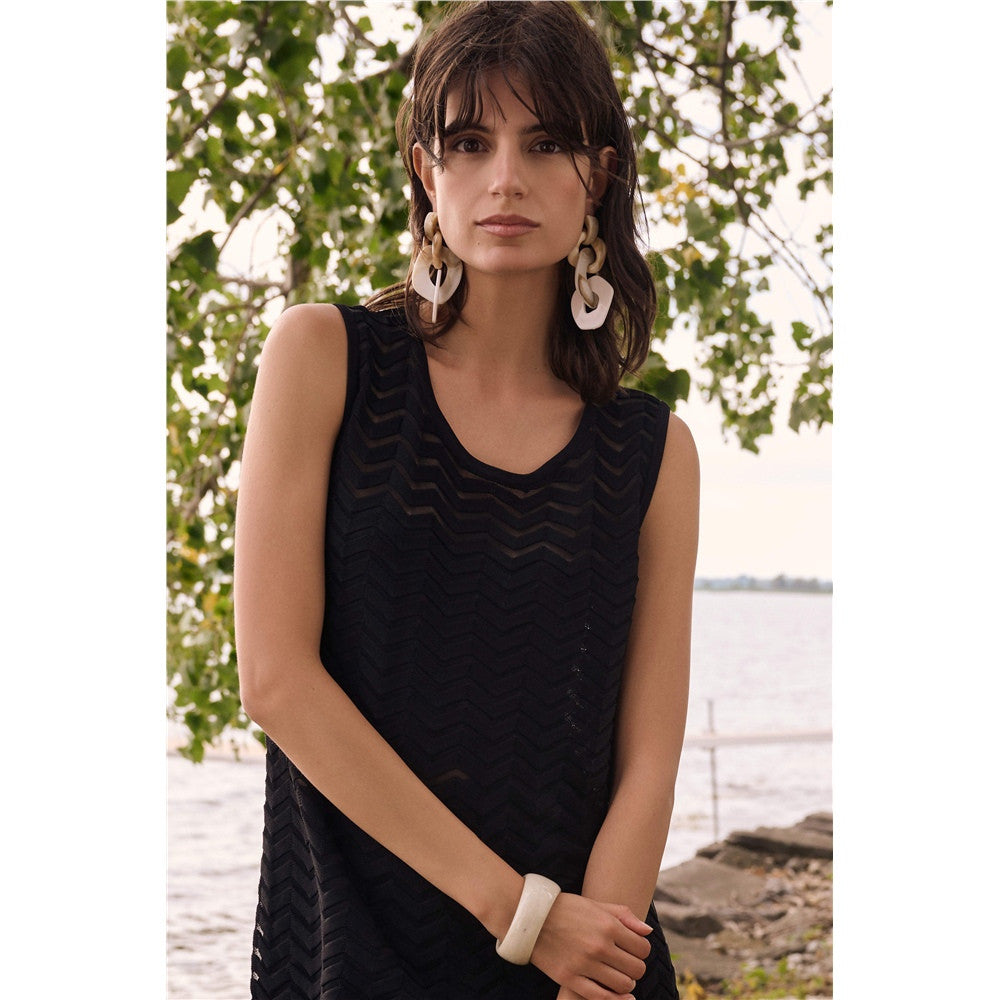 Tunique décontractée en tricot jacquard de viscose à motif à chevrons