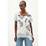 Tunique trapèze diaphane à imprimé tropical en tissu tissé - Taille : 8 - Couleur : Multi/Vanille