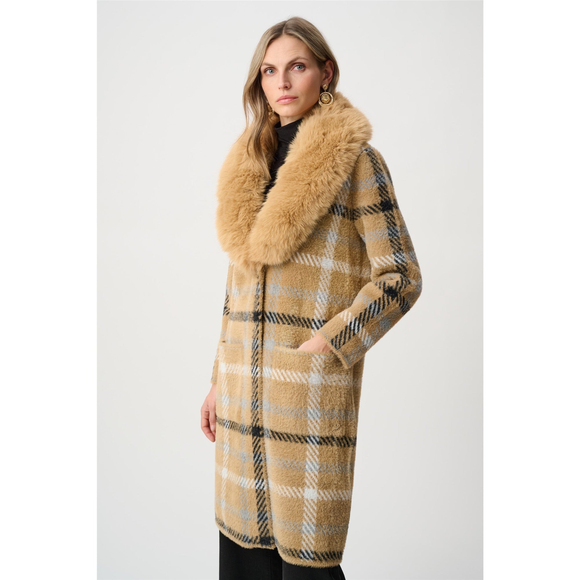 Vera | Manteau à carreaux - Taille : SMALL - Couleur : Camel