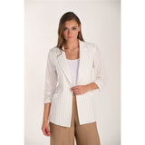Veste avec fines rayures - Taille : 8 - Couleur : Blanc cassé