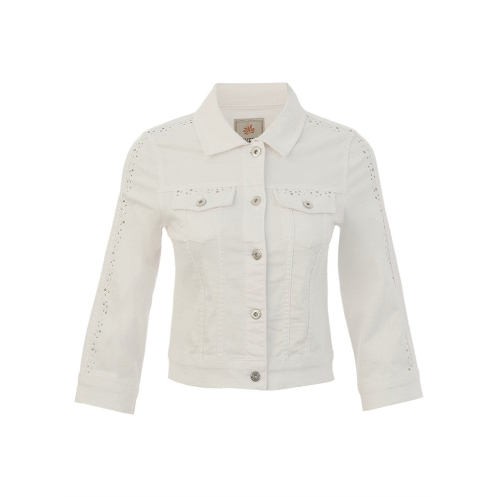 Veste courte avec détails de strass - Taille : XLARGE - Couleur : Blanc
