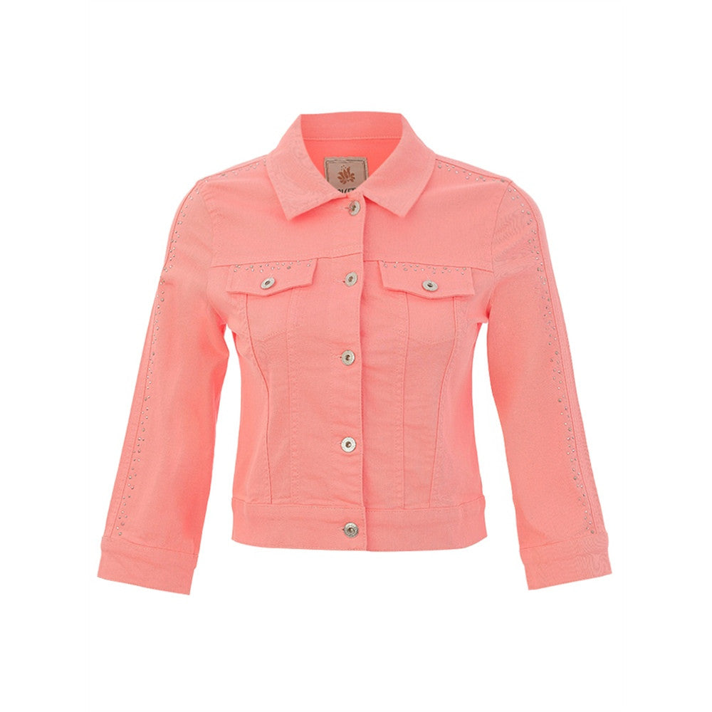Veste courte avec détails de strass - Taille : MEDIUM - Couleur : Corail