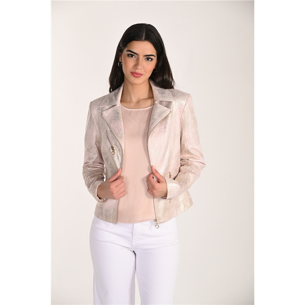 Veste courte effet irisé - Taille : LARGE - Couleur : Or/Rose pâle
