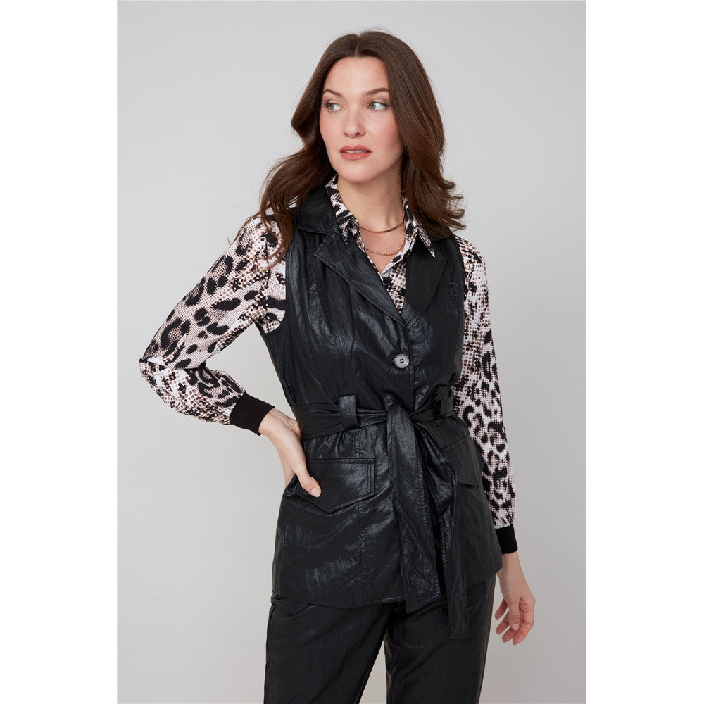 Veste en cuir vegan - Taille : SMALL - Couleur : Noir