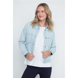 Veste en denim à boutons - Taille : LARGE - Couleur : Denim Bleu pâle