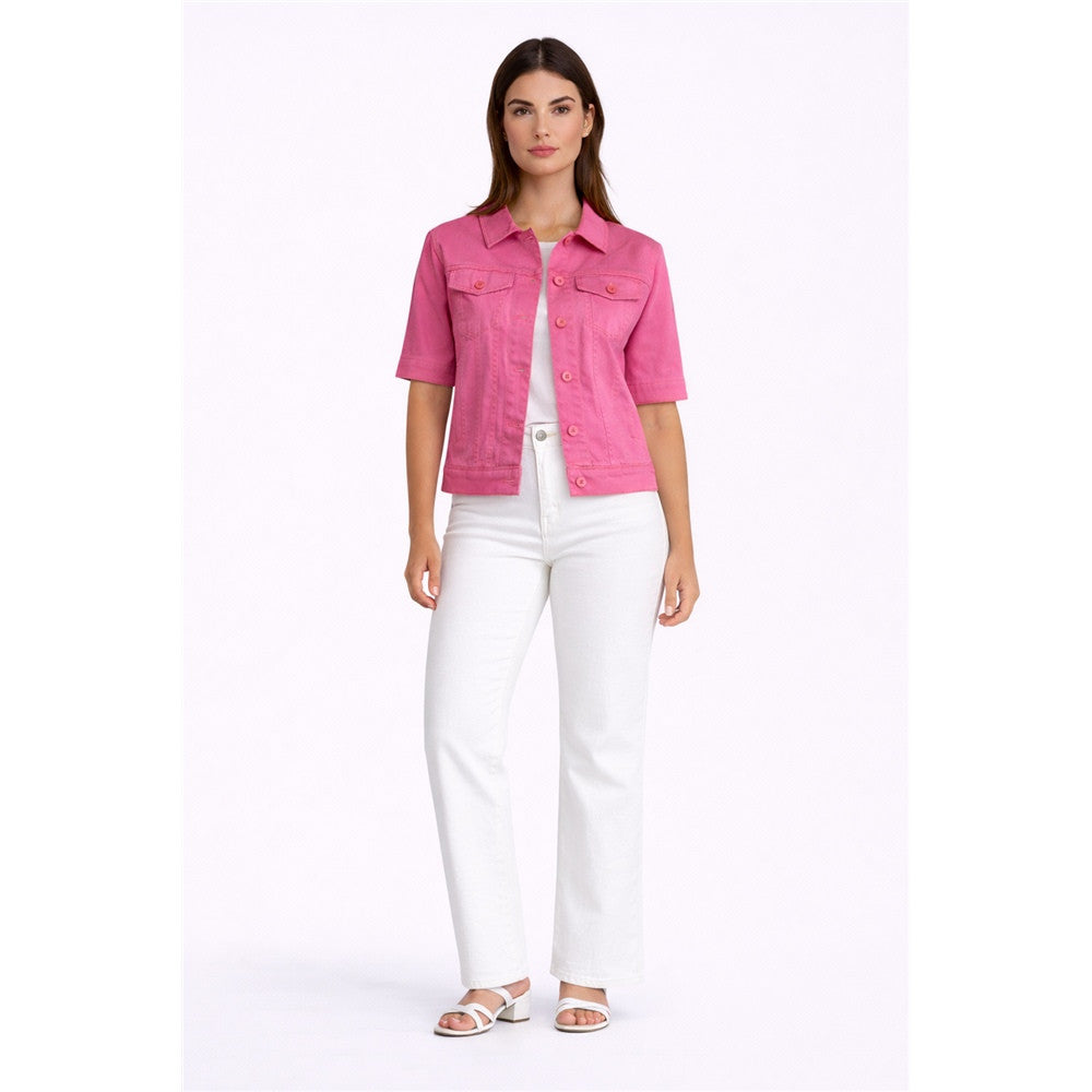 Veste en denim à boutons - Taille : SMALL - Couleur : Fuschia