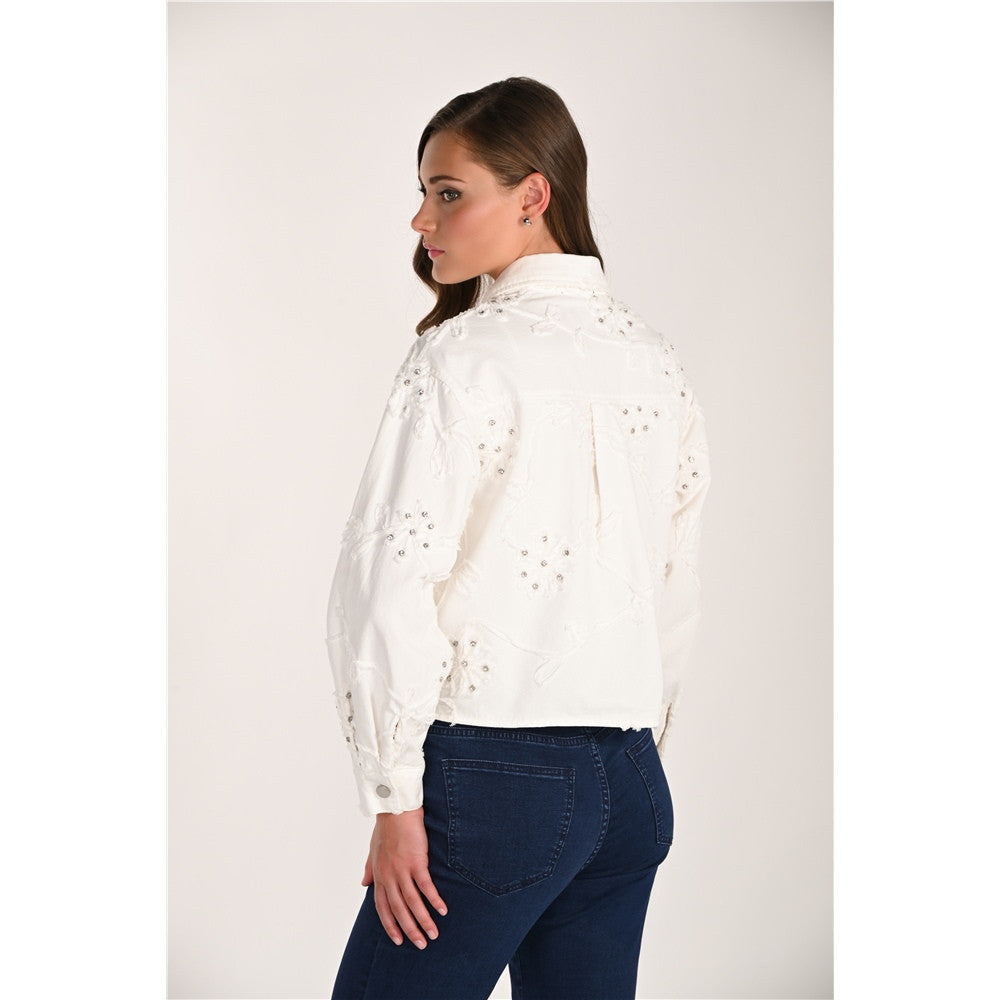 Veste en denim à motifs floraux