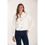 Veste en denim à motifs floraux - Taille : XLARGE - Couleur : Blanc cassé