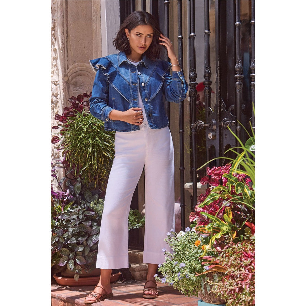 Veste en denim à volants - Taille : XSMALL - Couleur : Bleu Denim