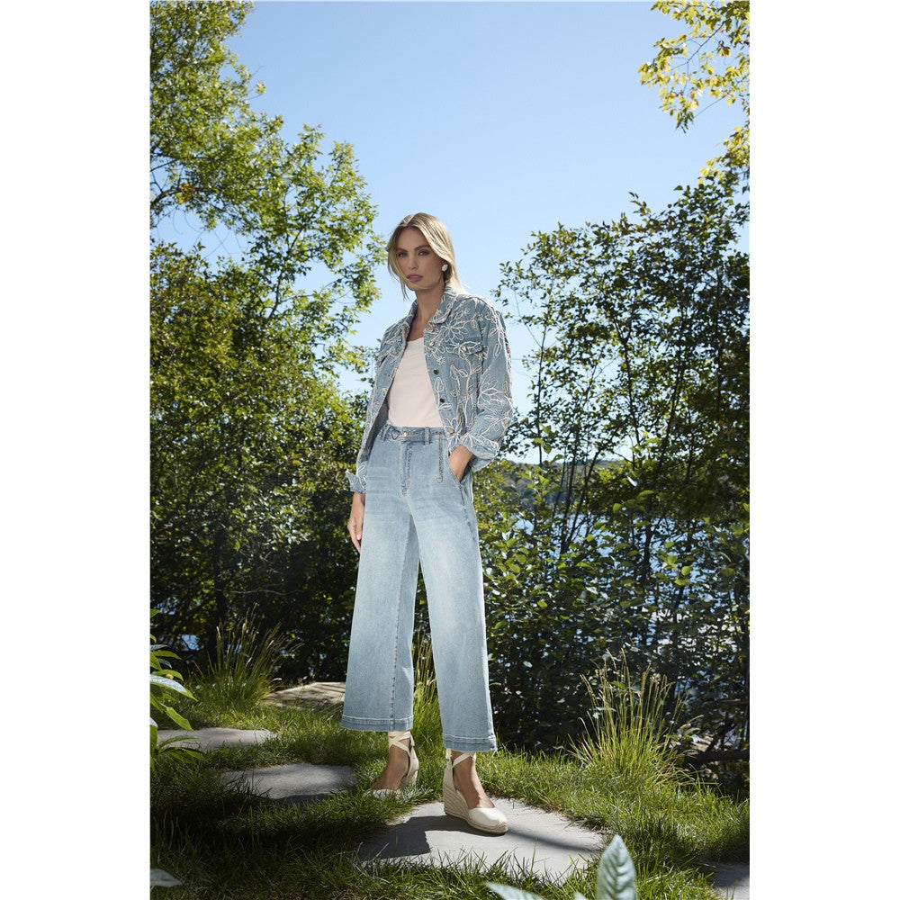 Veste en denim avec détails brodés