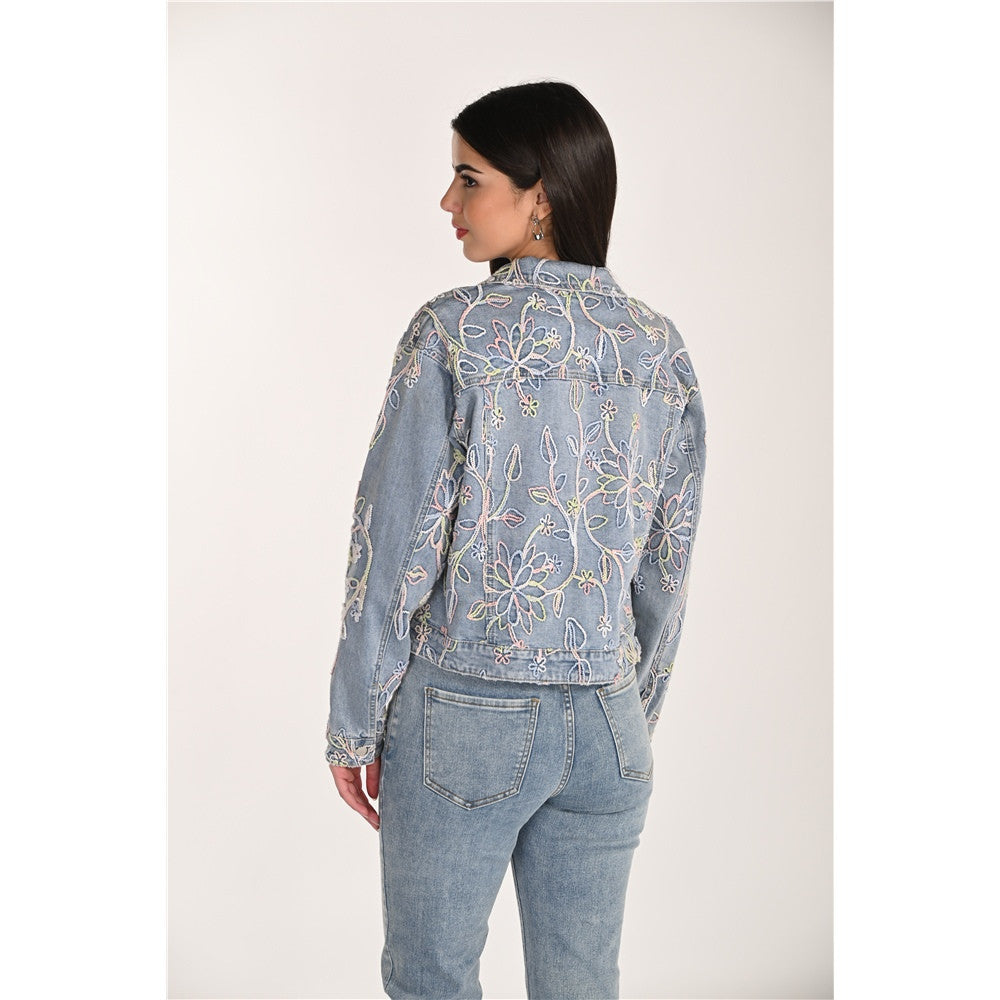 Veste en denim avec détails brodés
