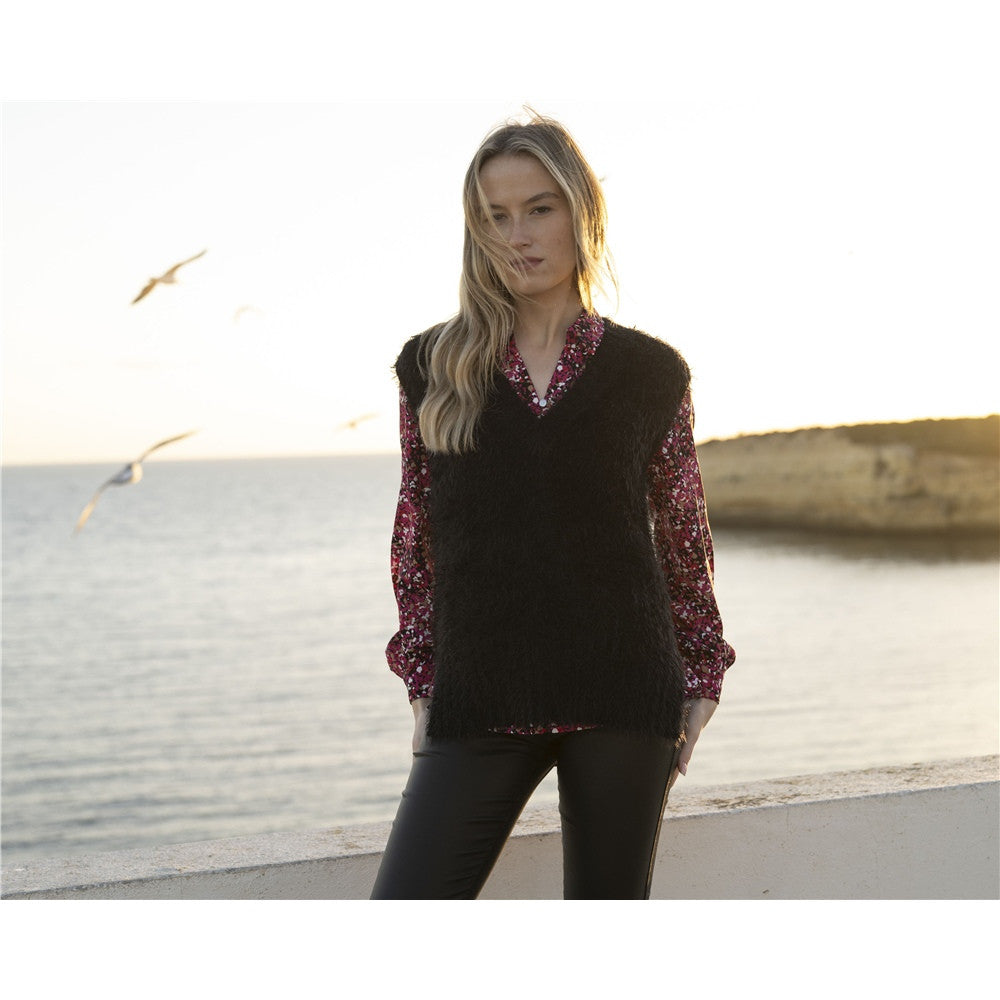 Veste en tissu duveteux - Taille : SMALL - Couleur : Noir