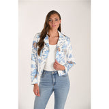 Veste florale en suédine - Taille : XLARGE - Couleur : Blanc cassé/Bleu
