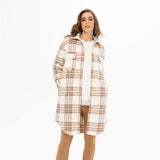 Veste longue carrelée - Taille : XXLARGE - Couleur : Caramel