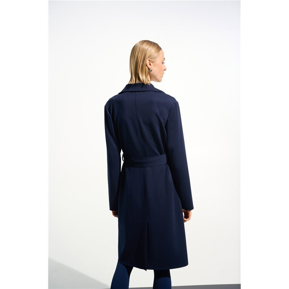 Veste longue en jersey scuba avec ceinture