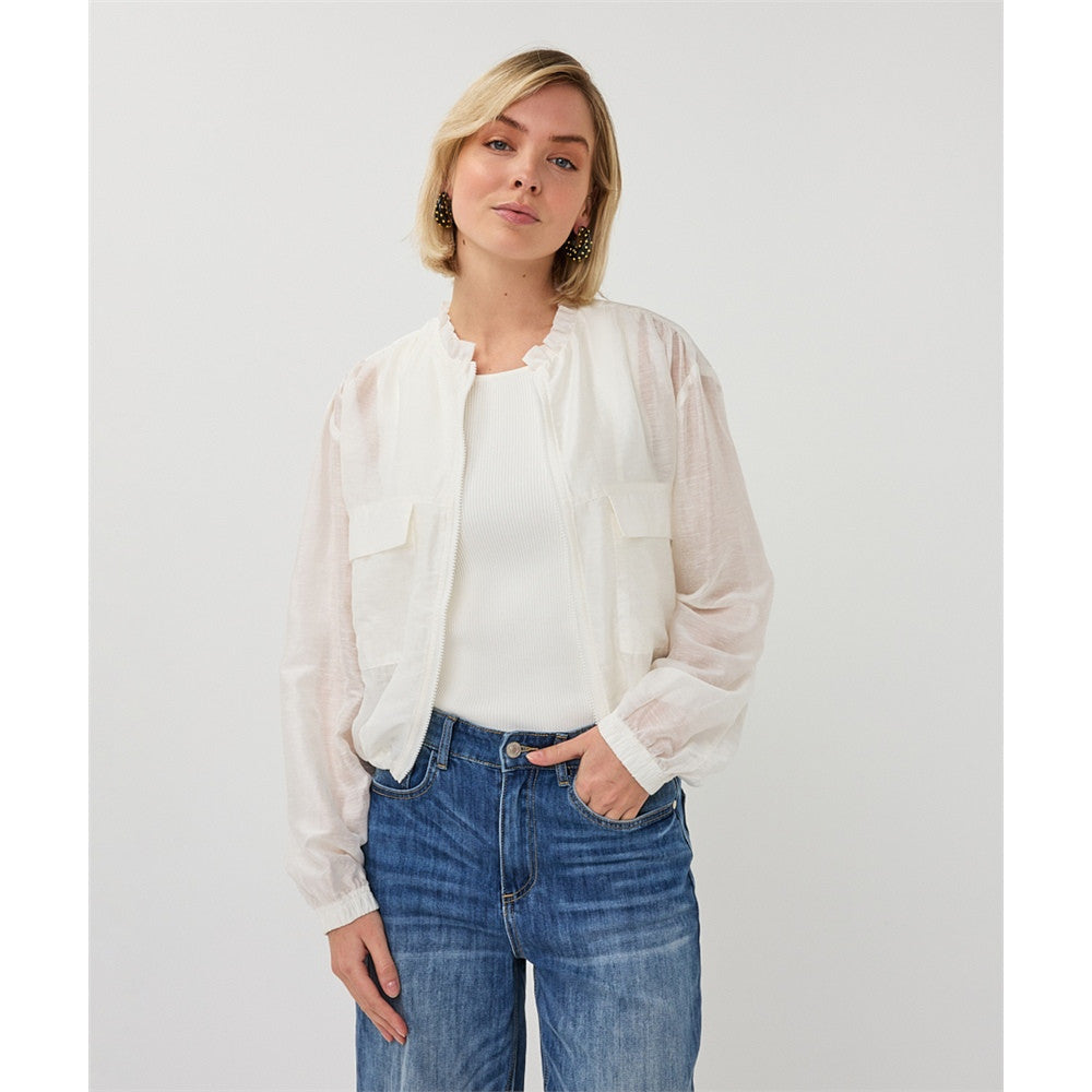 Veste manches semi-transparentes - Taille : 14 - Couleur : Blanc cassé