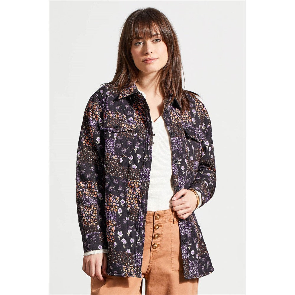 Veste matelassée avec imprimé floral - Taille : SMALL - Couleur : Noir