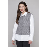 Veste sans manches effet tweed - Taille : LARGE - Couleur : Gris