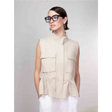 Veste sans manches et boutons pression - Taille : XLARGE - Couleur : Sable