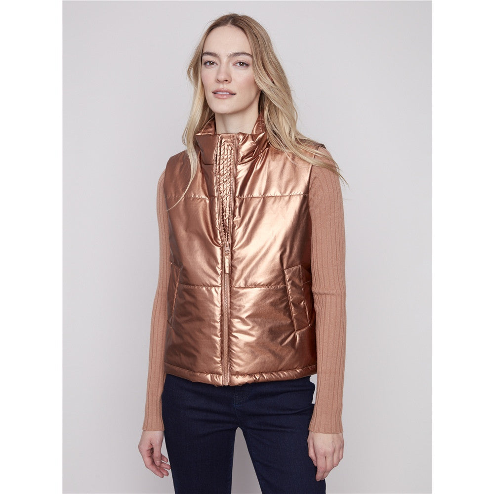 Veste sans manches métallisée