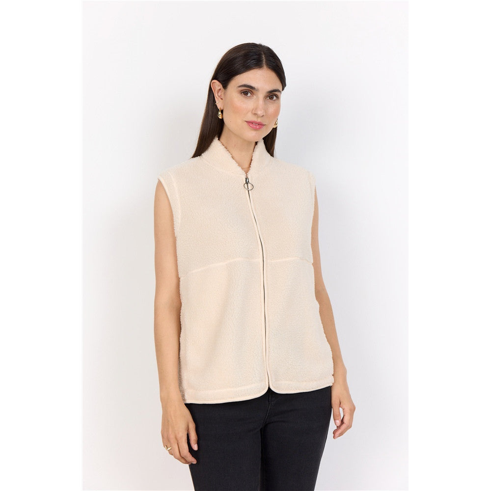Veste sans manches tissu bouclé - Taille : XLARGE - Couleur : Crème