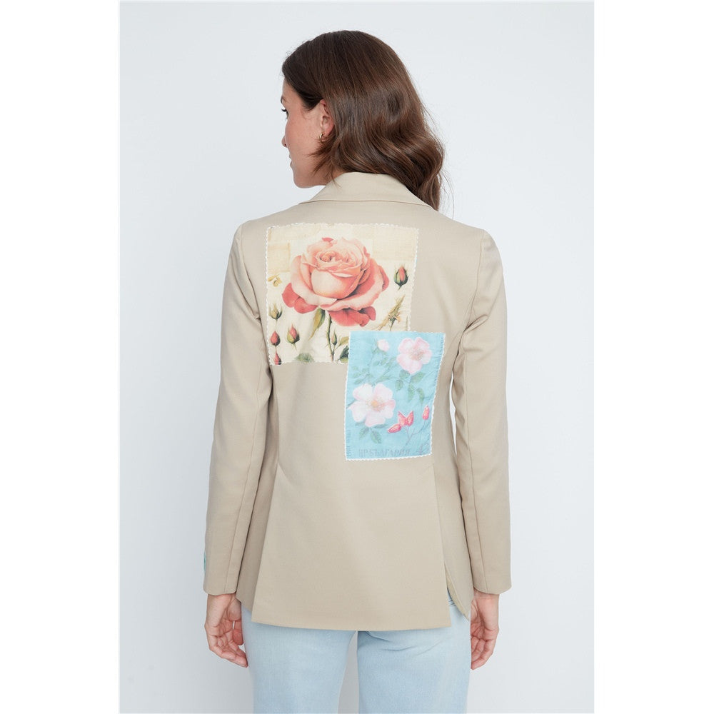 Veston à appliqués floraux