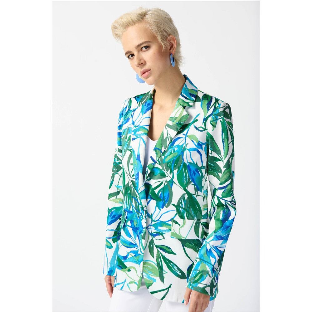 Veston à imprimé tropical en satin