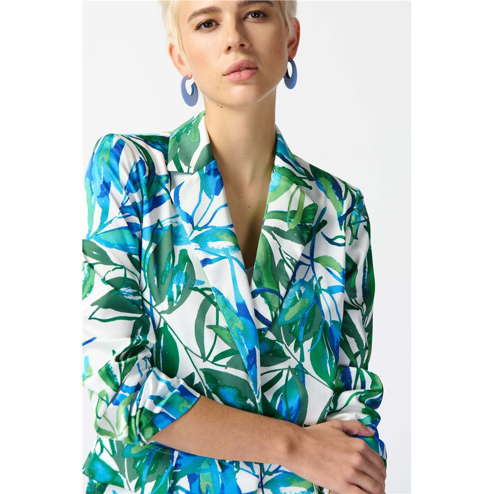 Veston à imprimé tropical en satin