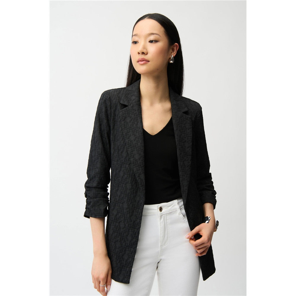 Veston boxy texturé en jacquard tissé - Taille : 8 - Couleur : Noir