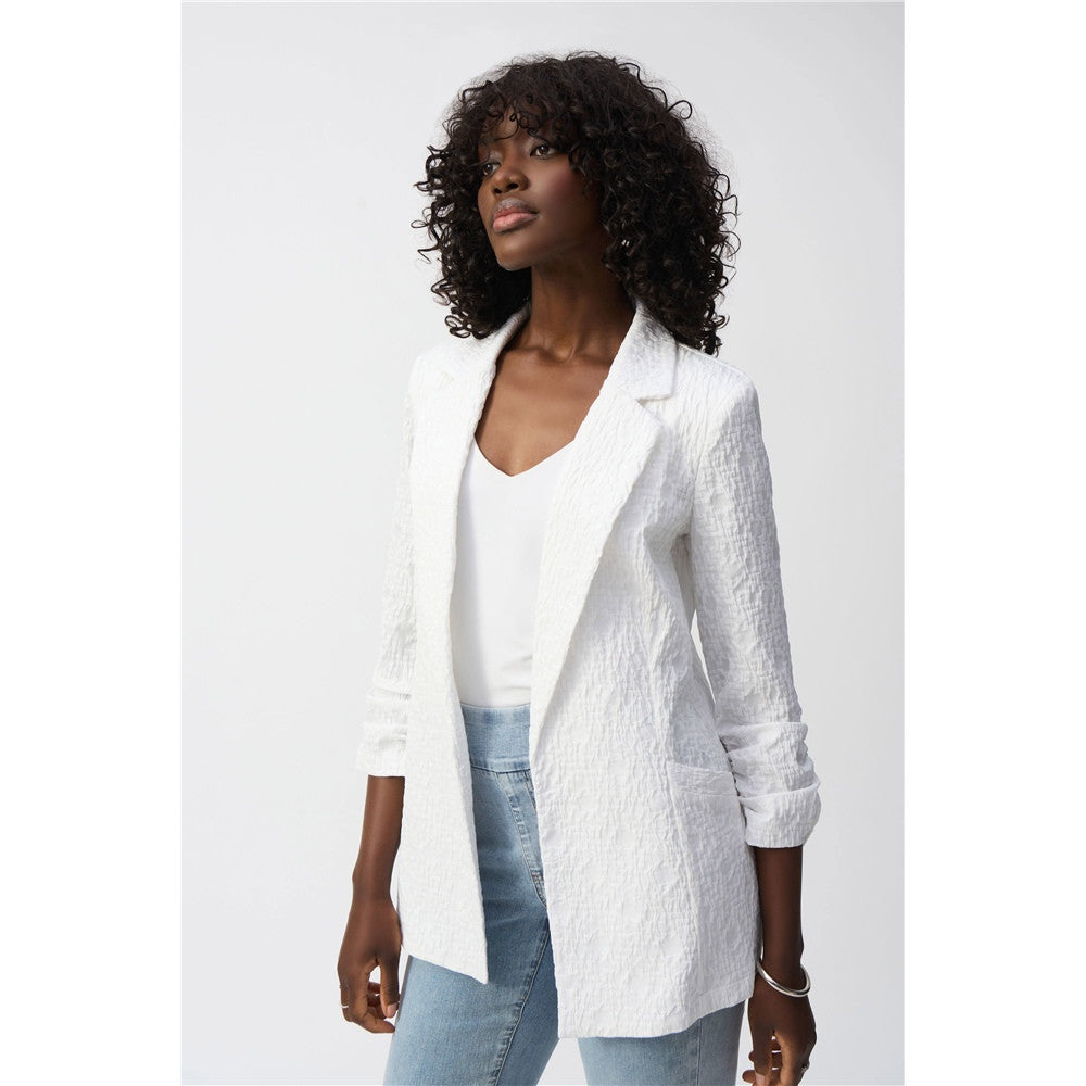 Veston boxy texturé en jacquard tissé - Taille : 8 - Couleur : Blanc