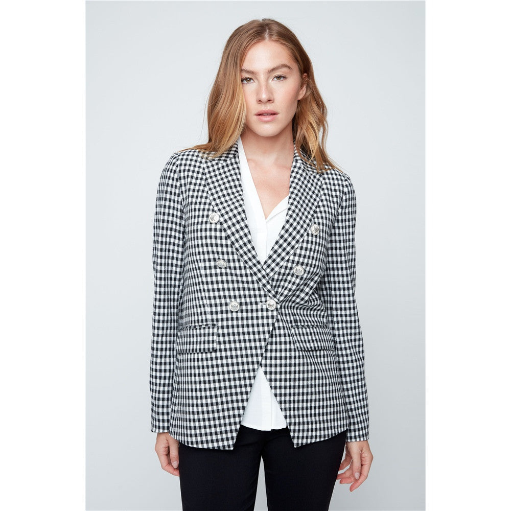 Veston pied-de-poule - Taille : 6 - Couleur : Noir/Blanc