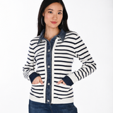 Sage | Veste tricot rayé et jean