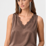 Gia | Camisole satinée avec dentelle