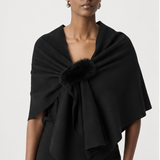 Luna | Poncho drapé avec fourrure vegan