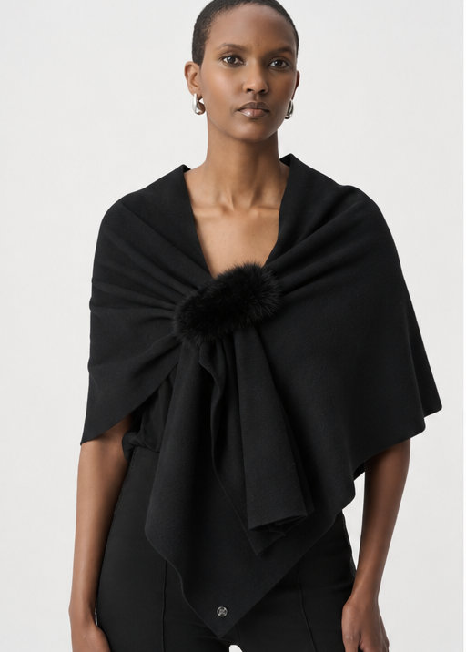 Luna | Poncho drapé avec fourrure vegan