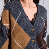 Lenox | Cardigan en tricot à motif diamant
