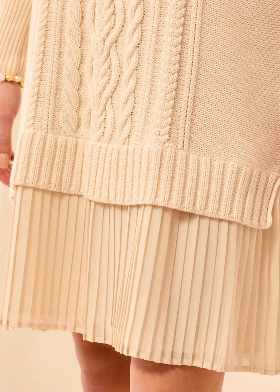 Edith | Robe chandail avec ourlet chiffon plissé