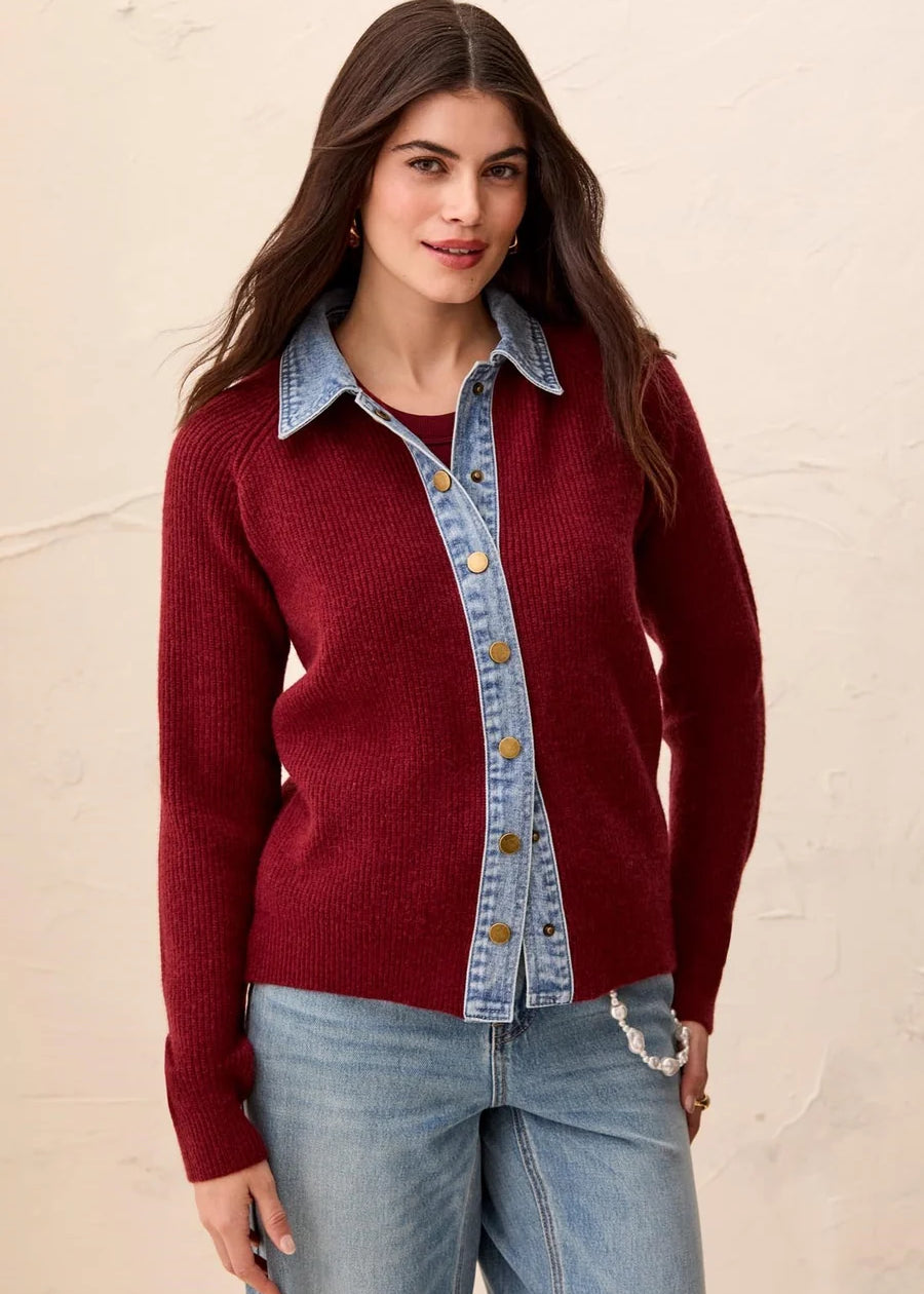 Elwood | Veste-chandail avec détails en denim