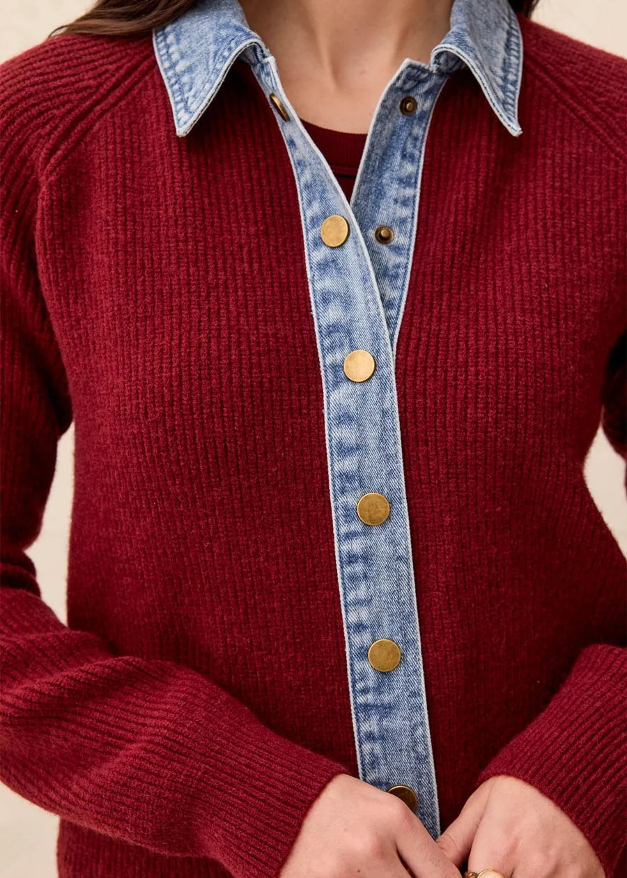 Elwood | Veste-chandail avec détails en denim