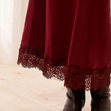 Milan | Jupe midi en satin & dentelle