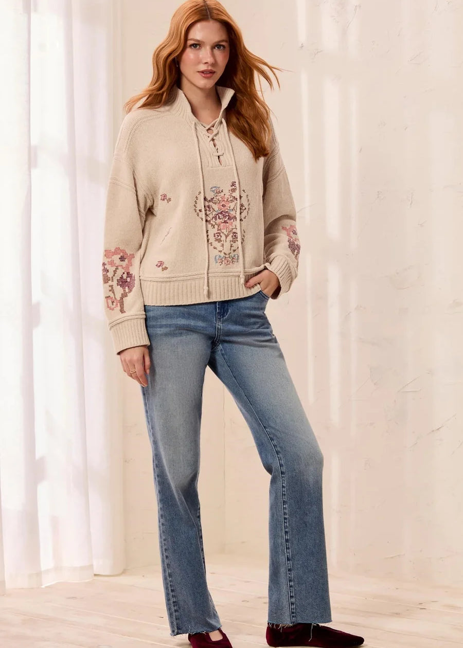 Pippa | Pull en tricot doux avec broderies